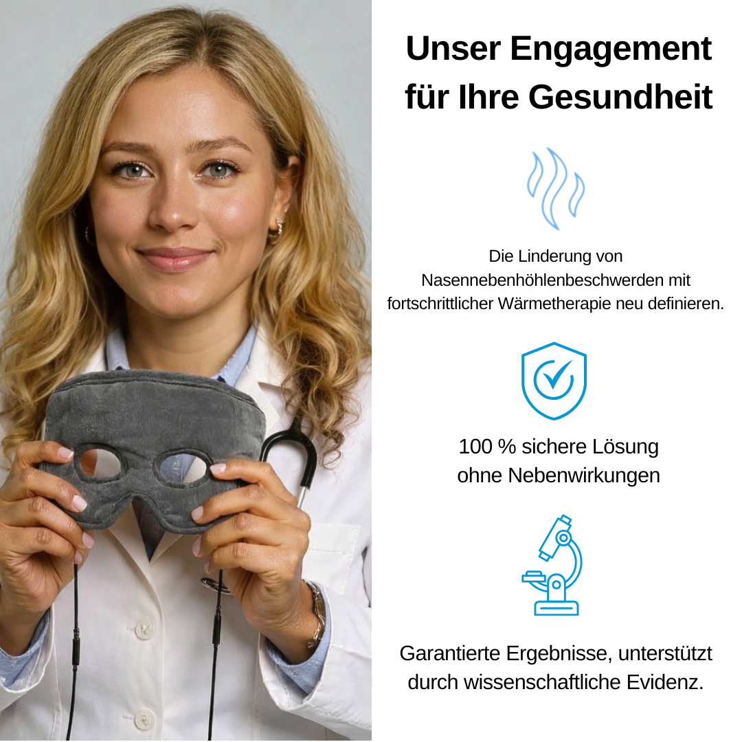 ThermoRelief™ Maske – Befreien Sie verstopfte Nasennebenhöhlen in nur 15 Minuten.