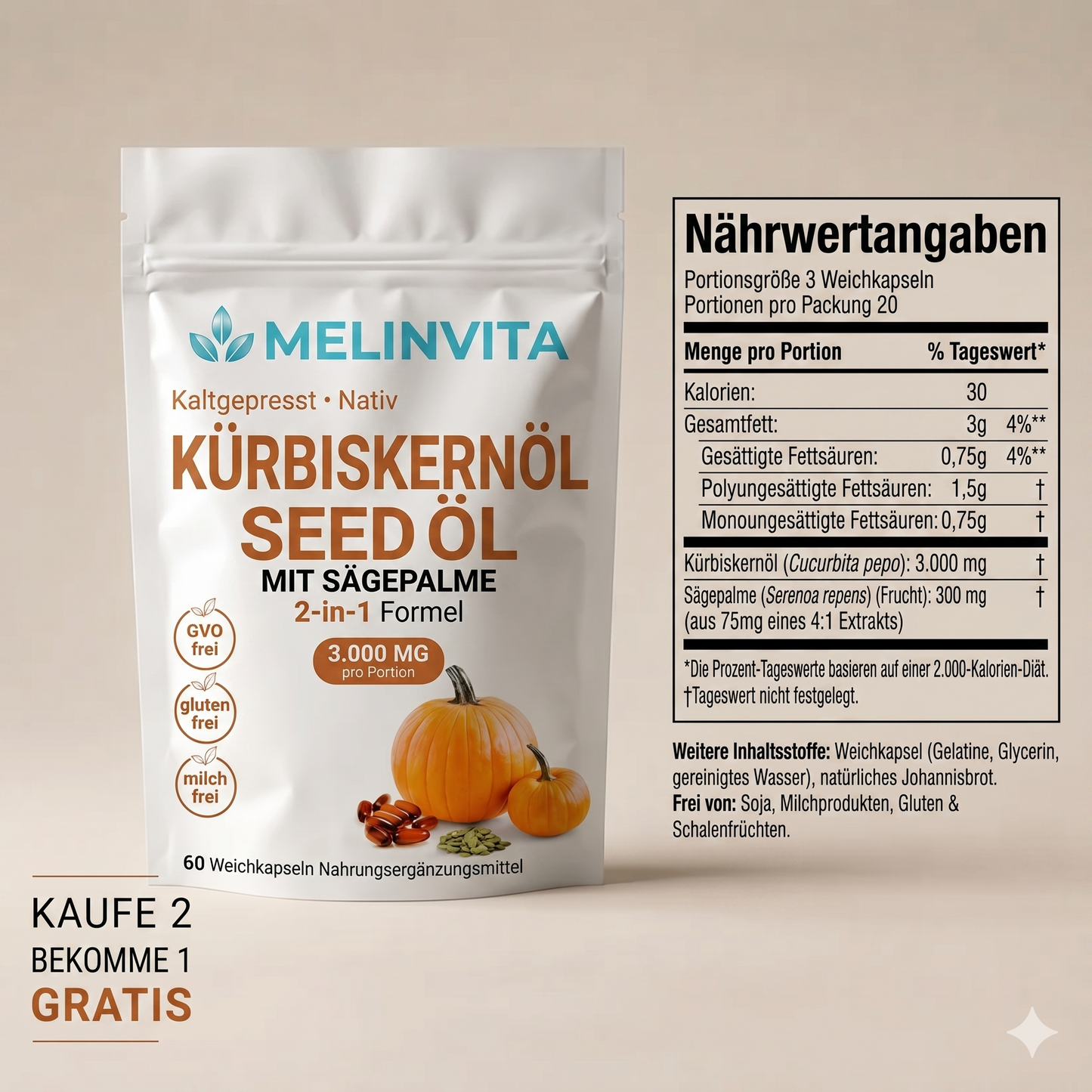 Premium-Kürbiskernöl-Kapseln